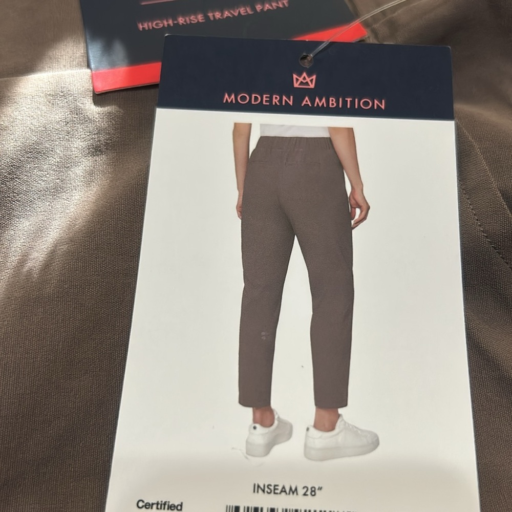 NWT Modern Ambition Brown High Rise Stretch Travel Pants size M - Picture 3 of 5